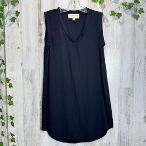 Cloth & Stone V-neck Sleeveless Hi Low Hem Black Shift Dress Size XS
